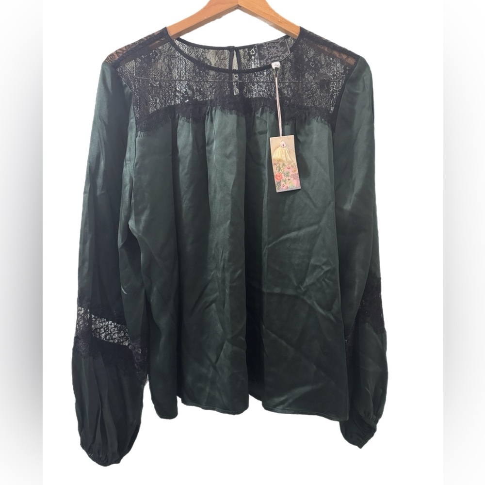 Johnny Was Forest Green Lace Blouse
